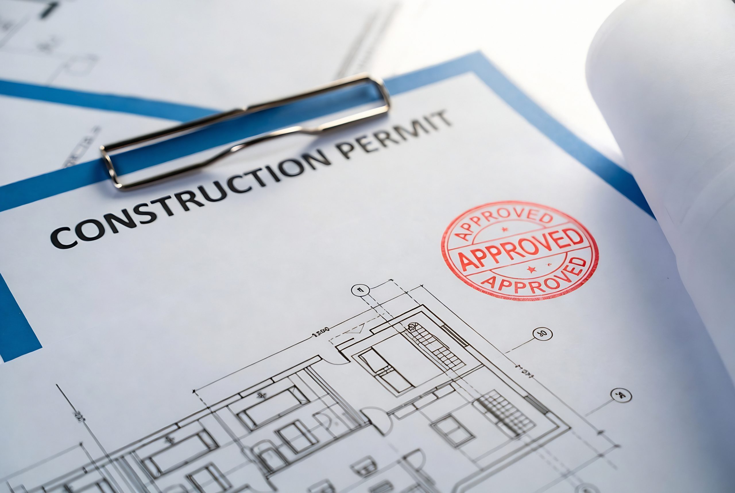 Construction permit posted at a South Florida job site